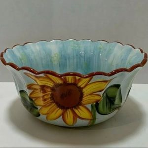 Large Sunflower Rooster bowl Tuscan farmhouse country kitchen decor